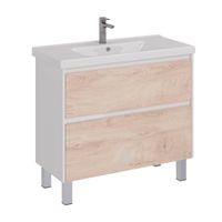 Тумба Lemark COMBI 100 см под 1 раковину, подвесная/напольная, 2 ящика, цвет фасада: Дуб кантри, цве арт-LM03C100T-dub — фото 2, Тумбы под раковину