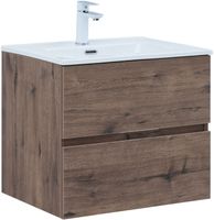 Тумба с раковиной Aquanet Алвита new 60 2 ящ. цв.дуб веллингтон табак арт-00335685 — фото 1, Тумбы с раковиной