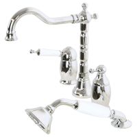 OXFORD См-ль на борт ванны моноком., на 4 отв., ручка белая, шланг1,6 м., хром 19125 — фото 3, Смесители на борт ванны