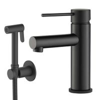 Смеситель для раковины с гигиеническим душем Timo Saona 2360/03G черный — фото 3, Смесители для раковины