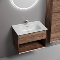 Тумба подвесная SANCOS Marmi 1.0 690х445х520 c одним ящиком оснащенным доводчиками скрытого монтажа и открытой нишей, дуб чарльстон, арт. арт-MR1.070ECH — фото 2, Тумбы под раковину