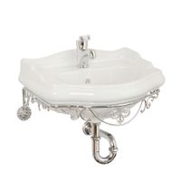 BELLA Комплект консоль подвесная 55 см. ажурная хром, раковина керамика белая 30346 — фото 1, Консоли для раковины