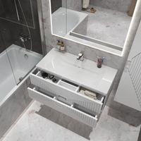 Тумба подвесная "ЛУКСОР-100 см" с 2-я ящ. белая матовая (ум. Блисс-100 см.) арт-1010058 — фото 5, Тумбы под раковину