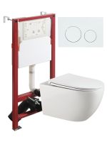 Agger Унитаз подвесной безободковый TORNADO белый с инсталляцией, микролифт, кнопка смыва белая арт-ATI12150+APB188 — фото 9, Комплекты унитаз + инсталляция