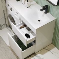 Напольная тумба под стиральную машину с двумя ящиками 115 см, цвет белый с умывальником арт-DU01052N+FOR.11.04.D-R — фото 4, Тумбы с раковиной