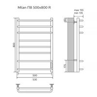 Товар: Полотенцесушитель электрический AZARIO MILAN 500/800 8 секций, диммер справа, черный арт-AZ90858B - фото 5 Полотенцесушитель электрический AZARIO MILAN 500/800 8 секций, диммер справа, черный арт-AZ90858B — фото 5, Электрические полотенцесушители
