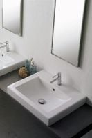 Раковина Scarabeo SQUARE подвесная или накладная с переливом с одним отверстием цвет белый арт-8025/B — фото 2, Раковины накладные