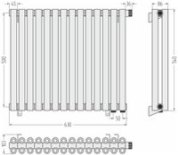 Отопительный радиатор Сунержа Эстет-00 EU50 500х630 14 секций Без покрытия 00-0322-5014 — фото 4, Радиаторы отопления