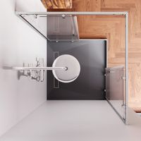 W90G-403-100100-MT Gem душевое огражд квадратн.,раздвиж.двери 100x100 хром мат.,стекло прозрачн — фото 1, Душевые кабины и ограждения