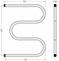 Полотенцесушитель водяной Стилье М-образный 600х500 резьба-сгон 1" Без покрытия арт-00004-6050 — фото 3, Водяные полотенцесушители
