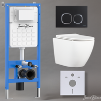 Комплект 3в1 IBERICA BLANCA инсталляция SILENCIO, унитаз BILBAO ALTO белый, кнопка смыва ESTI-Q черный матовый (IB001.BLA.234.832) — фото 1, Комплекты унитаз + инсталляция