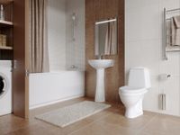 Унитаз-компакт "Соната" (комфорт) косой выпуск, с 2-режимной кнопочной арматурой и сиденьем SC 1P2062S0000BF — фото 7, Напольные унитазы