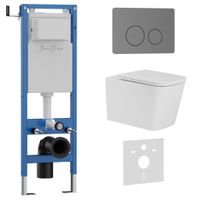 Комплект 3в1 IBERICA BLANCA инсталляция SILENCIO MINI, унитаз TOLEDO ALTO белый, кнопка смыва INOX-О вороненая сталь (IB.001M.TLA.231.8180) — фото 1, Комплекты унитаз + инсталляция