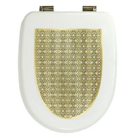 Товар: GIANETA Крышка/сиденье унитазa, с системой Microlift, цвет белый с метал. декором "решетка"/бронза 27919 - фото 1 GIANETA Крышка/сиденье унитазa, с системой Microlift, цвет белый с метал. декором "решетка"/бронза 27919 — фото 1, Сиденья для унитаза