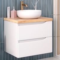 Тумба подвесная NORDIC 60 /левая/ со столешницей из массива 60 см под накладную раковину /AQUA DE MARCO 5060CNOR060/H/L — фото 1, Тумбы под раковину