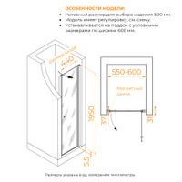 Товар: Душевая дверь Dolphin TN-03 600, арт-54930306-101 - фото 8 Душевая дверь Dolphin TN-03 600, арт-54930306-101 — фото 8, Распашные душевые двери