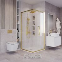 Душевое ограждение Grossman Cosmo (100х100х195) квадрат,раздвижная,золото сатин,стекло прозрачное, 1 место арт-300.K33.02.1010.32.00 — фото 5, Квадратные душевые уголки