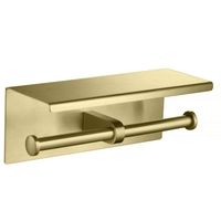 AQ4909BG ОБЕРОН бумагодержатель двойной с полкой, шлиф. золото — фото 1, Держатели туалетной бумаги