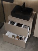 Orange Line Li-60TuLMDF+B01-475MB тумба с раковиной подвесная 60 см, латте/черный Li-60TuLMDF+B01-475MB — фото 3, Тумбы с раковиной