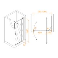 Душевая дверь RGW LE-004Gr 100x195, профиль серый, стекло матовое, арт-351200410-210 — фото 4, Распашные душевые двери