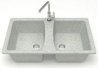 Кухонная мойка AZARIO Elmas 780х500х190 двойная, искусственный мрамор, цвет светло серый арт-CS00078335 — фото 1, Кухонные мойки