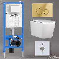 Комплект 3в1 IBERICA BLANCA инсталляция SILENCIO, унитаз TOLEDO ALTO белый, кнопка смыва ESTI-O золото глянцевое (IB001.TLA.231.826) — фото 1, Комплекты унитаз + инсталляция