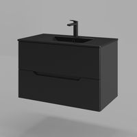 Orange Line тумба подвесная с раковиной, черный матовый арт-Li-80Tub+BLRA — фото 2, Тумбы с раковиной