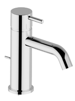 Смеситель для раковины, Cisal, Less New, тип открывания воды-однорычажный, отверстия для монтажа-1, высота, мм-164, вынос излива, мм-120, донный клапан-есть, тип подводки-гибкая, стандарт подвода воды-3/8", цвет-Matt Black арт-LN00051040 — фото 1, Смесители для раковины