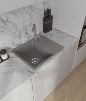 GRANFEST Мойка URBAN 258L 1-чаша+крыло 580*490мм темно-серый арт.GF-UR- арт-258L темно-серый — фото 2, Кухонные мойки