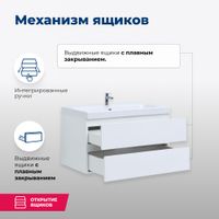 Тумба под раковину Aquanet Беркли 80 белый глянец (2 ящика) 00302351 — фото 3, Тумбы под раковину