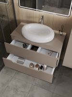 Orange Line Li-100TuLMDF+B08-640W тумба с раковиной подвесная 100 см, латте/белый Li-100TuLMDF+B08-640W — фото 4, Тумбы с раковиной