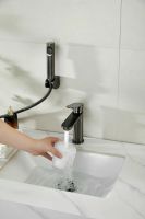 Смеситель для раковины с гигиеническим душем BELZ, оружейная сталь, арт-B12713-3 — фото 5, Смесители для раковины