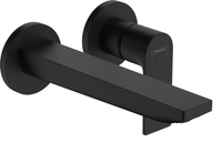 Смеситель для раковины, Hansgrohe, Rebris E, тип открывания воды-однорычажный, тип регулирования воды-керамический картридж, монтаж-настенный встраиваемый, отверстия для монтажа-2, вынос излива, мм-200, внутренняя часть-необходимо заказать, цвет-черный матовый 72568670 — фото 1, Смесители для раковины