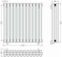 Отопительный радиатор Сунержа Эстет-11 500х540 12 секций Тёмный титан муар арт-15-0302-5012 — фото 3, Радиаторы отопления