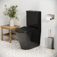 Унитаз Color (620х365х810)черный напольныйбезободковый с тонкой крышкой, 2 места арт-GR-4480BS — фото 4, Напольные унитазы