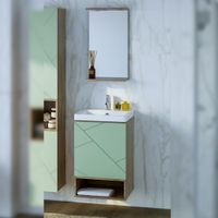 Комплект мебели для ванной Бриклаер КРИСТАЛЛ 50ZF, фисташковый/дуб гранж песочный — фото 1, Комплекты мебели для ванной