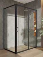 Orange душевой уголок без поддона с раздвижной дверкой, матовый черный арт-E23-14090TB — фото 5, Прямоугольные душевые уголки