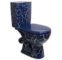 УЮТ Унитз-компакт, косой выпуск, 2-х режим. арм.Инкоэр, сид. п/п Уклад, синий кракелюр ROSA Вн УнкСк03 — фото 1, Напольные унитазы