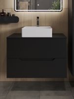 Товар: Orange Line Li-80TubMDF+B04-405W тумба с раковиной подвесная 80 см, черный/белый Li-80TubMDF+B04-405W - фото 3 Orange Line Li-80TubMDF+B04-405W тумба с раковиной подвесная 80 см, черный/белый Li-80TubMDF+B04-405W — фото 3, Тумбы с раковиной