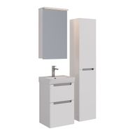 Тумба Lemark BUNO 45 см под 1 раковину, подвесная/напольная, 2 ящика, цвет планки: Серый, цвет корпу арт-LM04B45T — фото 5, Тумбы под раковину