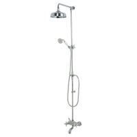 PRESTIGE Душевой настенный гарнитур (см-ль д/ванны/колонна/верхний душ/шланг/ручной душ), хром арт-32123 — фото 1, Душевые стойки