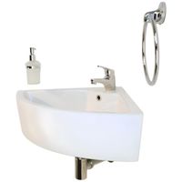 Раковина угловая закругленная GS, 48x48x15 cm, белая керамика 32267 — фото 16, Раковины