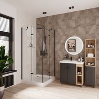 Душевое ограждение Niagara Nova NG-6813-08ВLACK (90х90х195) квадрат,черный,двери распашные,стекло прозрачное,1 место 681308111BLACK — фото 2, Квадратные душевые уголки