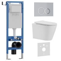 Комплект 3в1 IBERICA BLANCA инсталляция SILENCIO MINI, унитаз BURGOS ALTO белый, кнопка смыва ESTI-O хром матовый (IB.001M.BRA.231.824) — фото 1, Комплекты унитаз + инсталляция