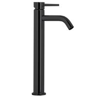 Смеситель для раковины, Fima Carlo Frattini, Spillo Up, тип открывания воды-однорычажный, монтаж-на раковину/столешницу, отверстия для монтажа-1, высота, мм-295, вынос излива, мм-167, донный клапан-есть, тип подводки-гибкий, стандарт подвода воды-3/8", цвет-черный матовый арт-F3031/HXSNS — фото 1, Смесители для раковины