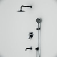 FB85A3RH32 X-Joy, набор: встроеный см-ль, излив, верхний душ 220 мм, ручн.душ, черный — фото 4, Встраиваемые душевые комплекты