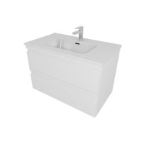 AQ77080-MW Комплект мебели:Тумба 80 см ВЕГА с раковиной AQ0480-00, 2 ящика,цвет белый мат — фото 1, Комплекты мебели для ванной