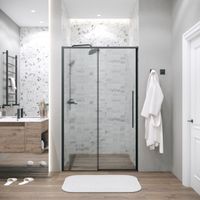 Дверь в нишу Grossman Galaxy 100.K33.01.130.21.02 (130х195) черный матовый,стекло шиншилла,раздвижная, 1 место — фото 3, Раздвижные душевые двери