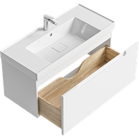 Подвесная тумба с одним ящиком 101 см, цвет белый с умывальником VAN01101 — фото 2, Тумбы с раковиной