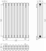 Отопительный радиатор Сунержа Эстет-11 500х405 9 секций Шампань арт-020-0302-5009 — фото 3, Радиаторы отопления